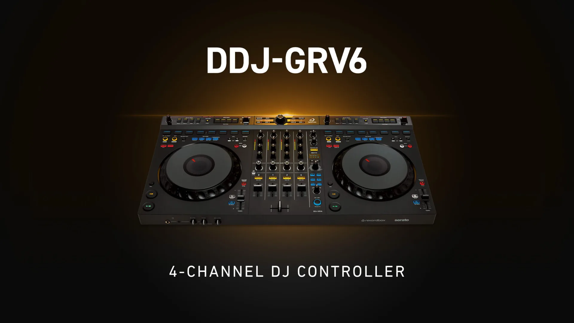 DDJ-GRV6 · Controlador DJ 4 canais AlphaTheta · jog wheel 206mm Groove Circuit