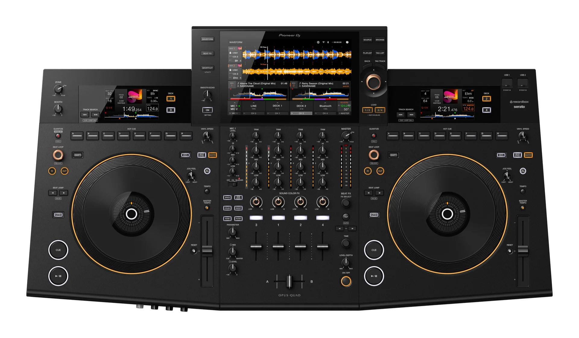 Pioneer DJ OPUS-QUAD · Sistema DJ tudo-em-um 4 canais · Tela 10,1 polegadas