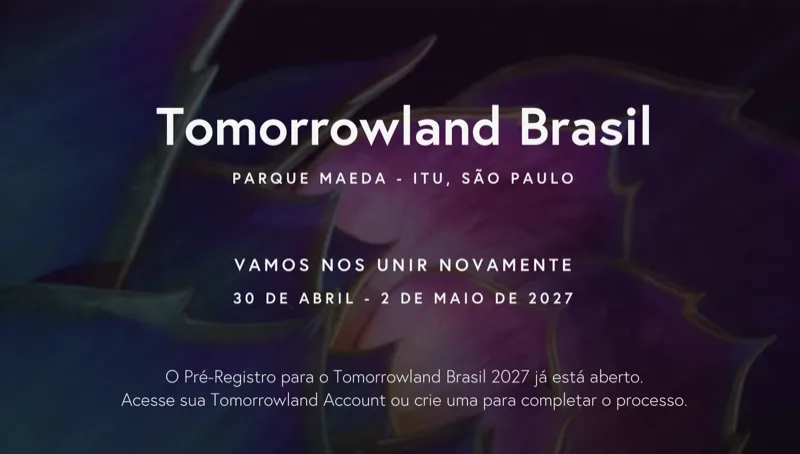 Tomorrowland Brasil 2027 · Parque Maeda · Itu SP · 30 de abril a 2 de maio